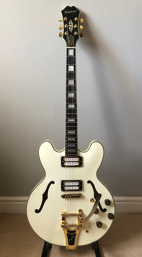 Epiphone ES 355. Upgrade pickups to Bare Knuckle Stormy Mondays, wiring harness, stings and setup.