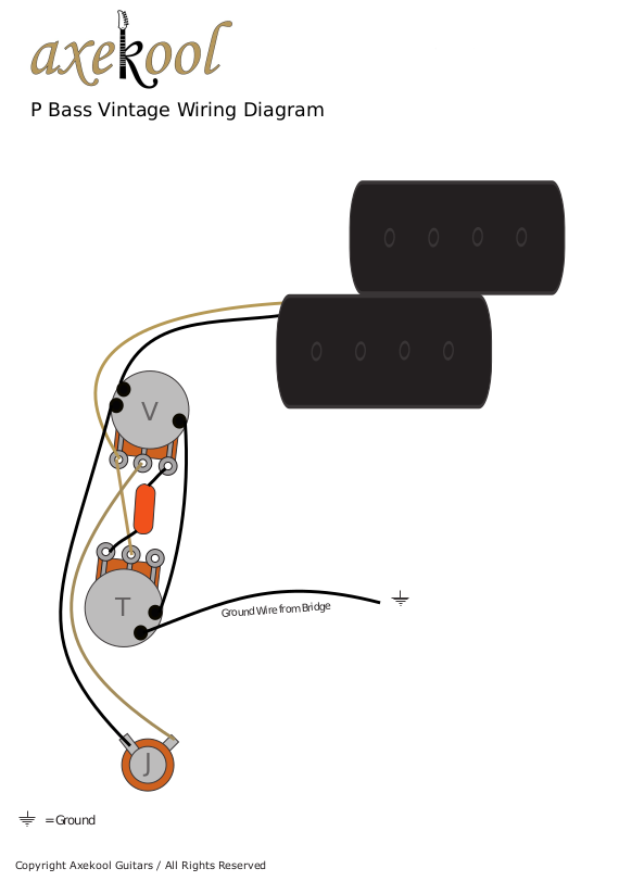 Fender Precision Bass Wiring Diagram & fitting Instructions, P Bass