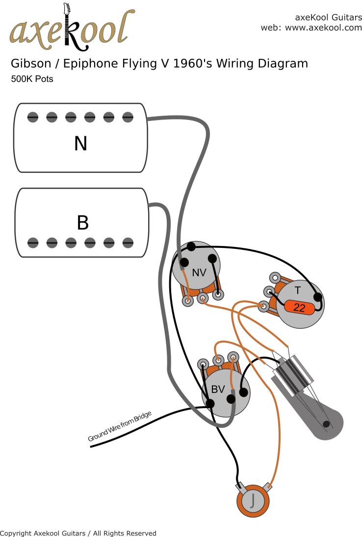 Gibson & Epiphone Flying V 1960's Wiring Diagram