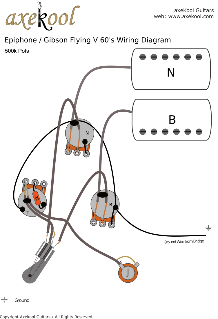 Gibson & Epiphone Flying V 1960's Wiring Diagram Gibson & Epiphone Flying V 1960's Wiring Diagram