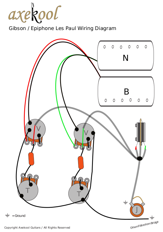 Gibson / Epiphone Les Paul Wiring Diagram & fitting Instructions