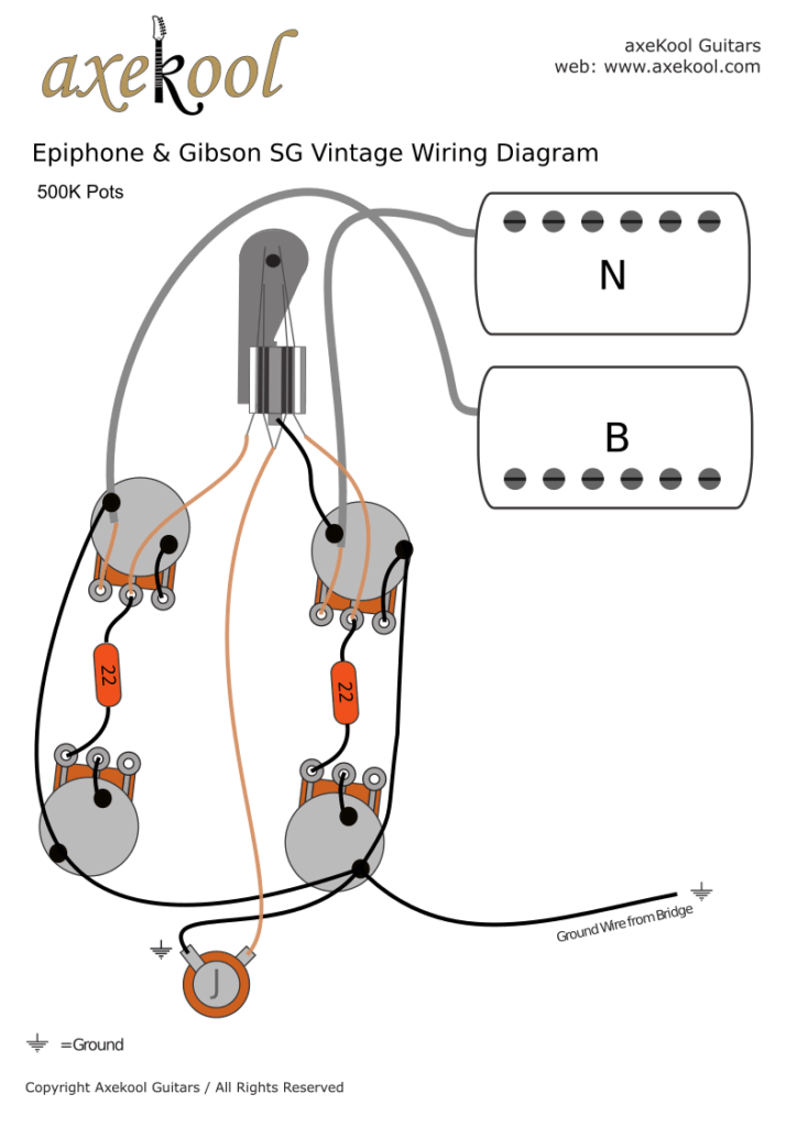 Gibson / Epiphone SG Vintage Wiring Diagram & Fitting Info