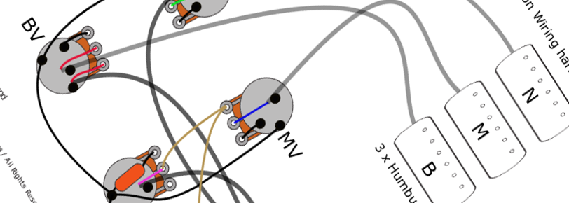 3 x Humbuckers Peter Frampton wiring diagram fitting instructions
