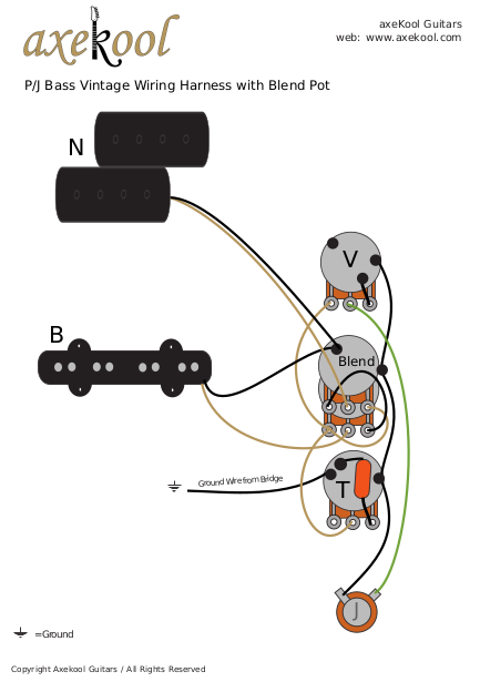 Fender PJ Bass Wiring Diagram & fitting Instructions, P/J Bass