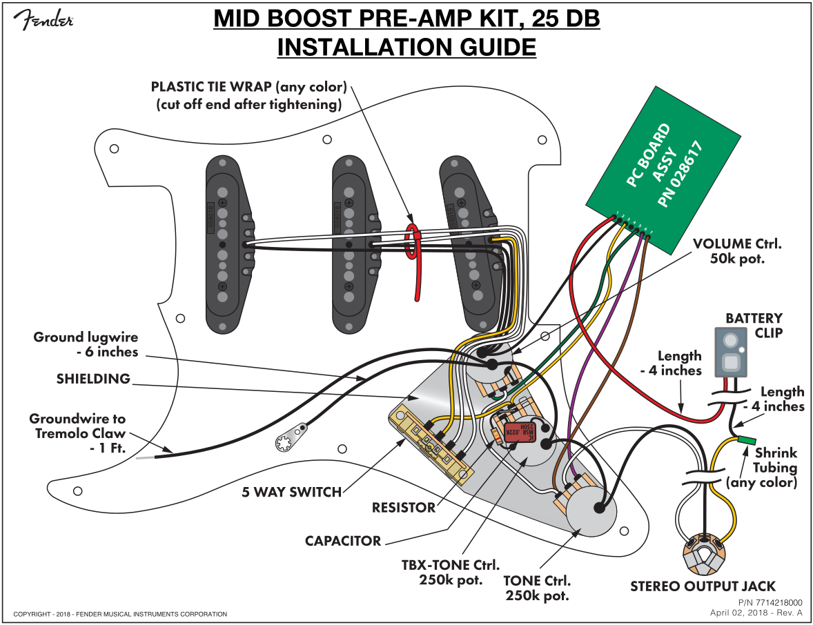 Fender Stratocaster Mid Circuit Booster Kit Installation