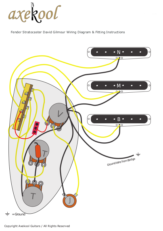 Fender Stratocaster David Gilmour Wiring Diagram & fitting Instructions