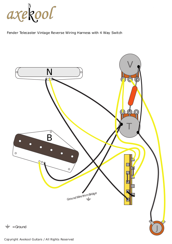 Fender Telecaster 4 Way Switch Reverse Wiring Diagram & fitting Instructions