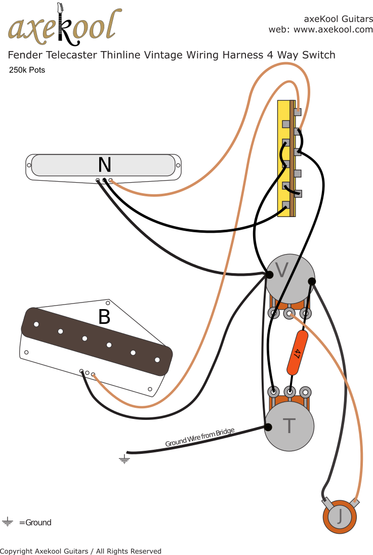 Fender Telecaster Thinline 4 Way Switch Wiring Diagram Fender Telecaster Thinline 4 Way Switch Wiring Diagram