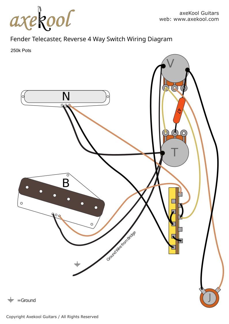 Fender Telecaster, Reverse 4 Way Switch Wiring Diagram Fender Telecaster, Reverse 4 Way Switch Wiring Diagram