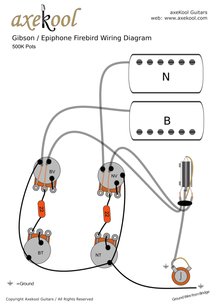 Gibson / Epiphone Firebird Wiring Diagram & Fitting Instructions