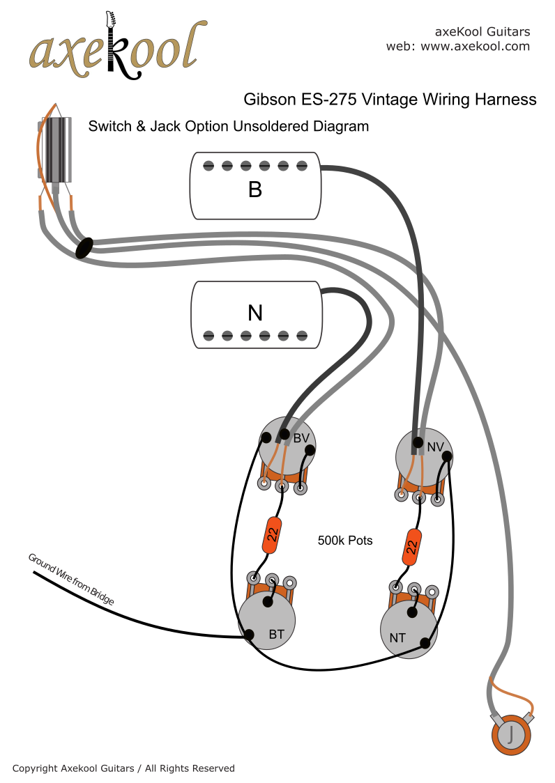 Gibson ES-275 Vintage Wiring Diagram (Unsoldered)
