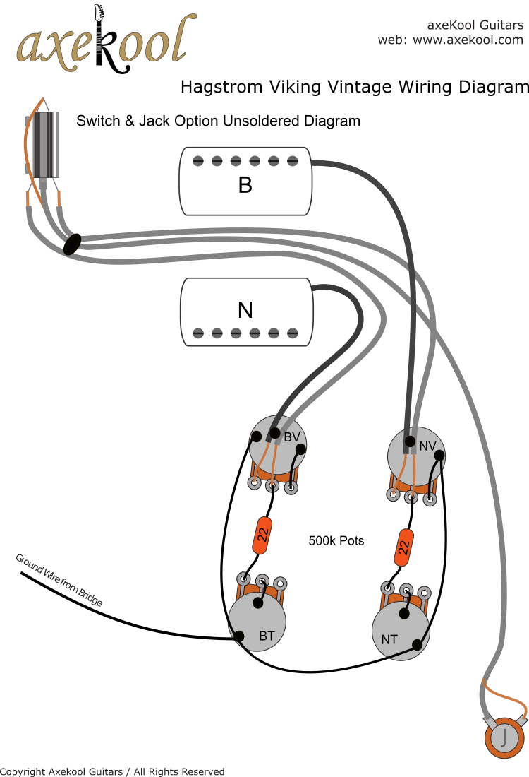 Hagstrom Viking Vintage Wiring Diagram (Unsoldered)