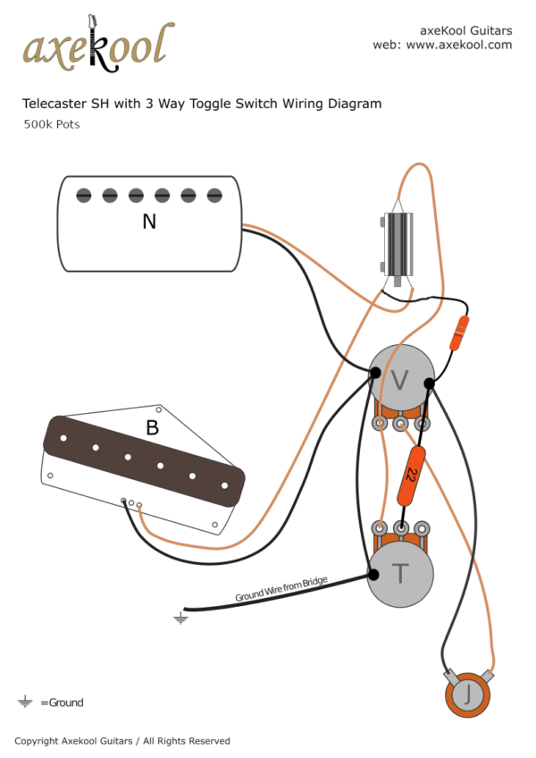 Fender SH Telecaster with Toggle Switch Wiring Diagram & Fitting Instructions