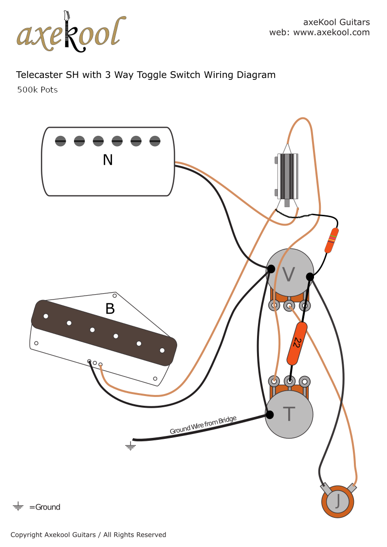 Fender SH Telecaster with Toggle Switch Wiring Diagram & Fitting Instructions
