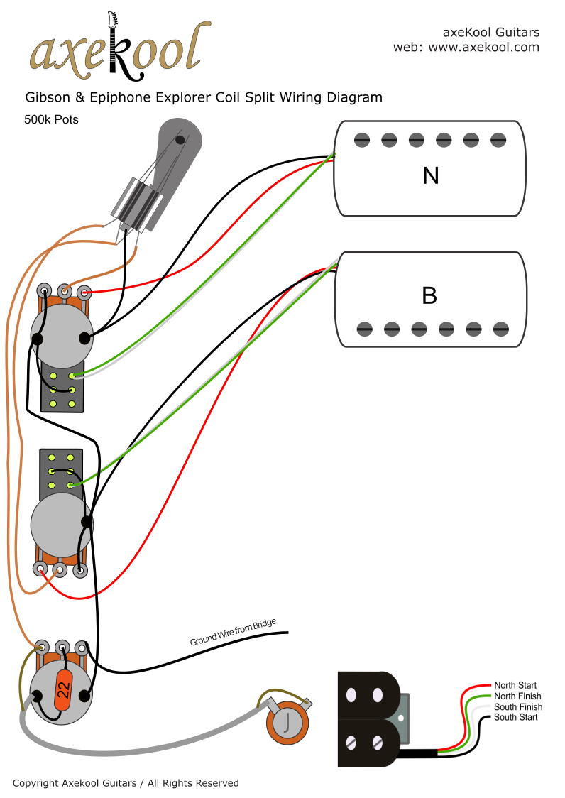 Gibson & Epiphone Explorer with Coil Split Wiring Diagram Gibson & Epiphone Explorer with Coil Split Wiring Diagram