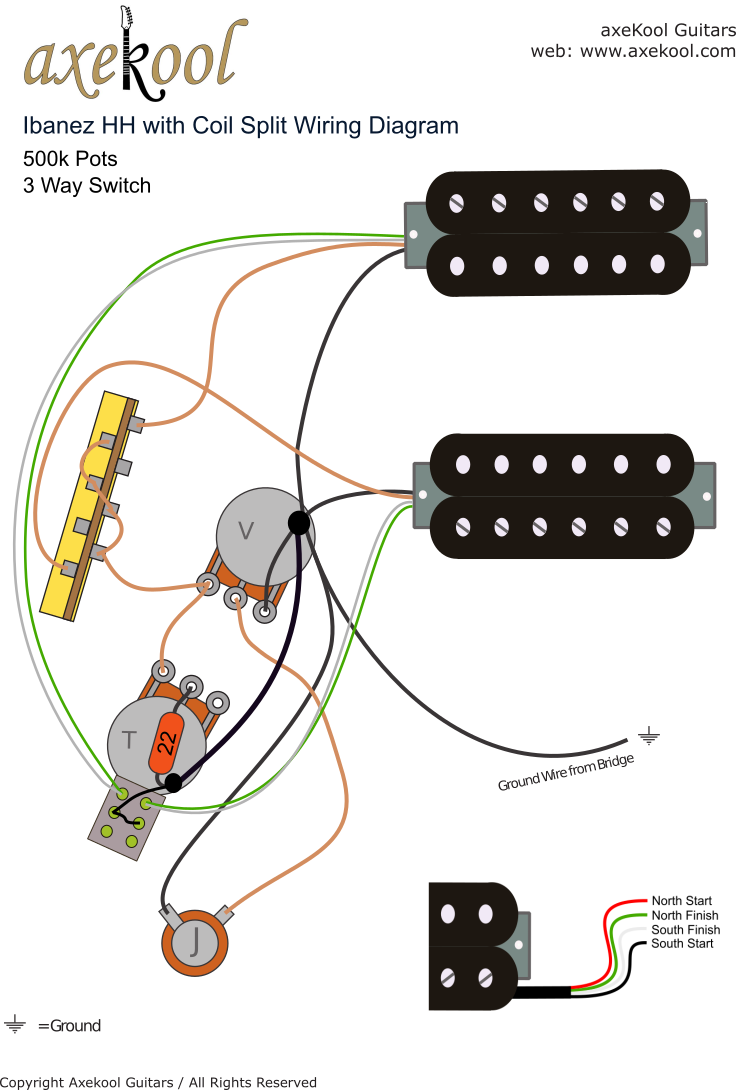 Ibanez HH with Coil Split Wiring Diagram Ibanez HH with Coil Split Wiring Diagram