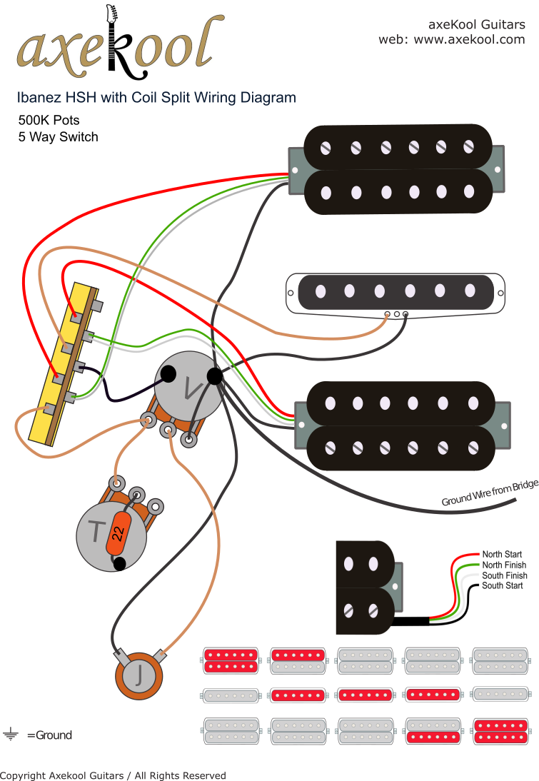 Ibanez HSH with Coil Split Wiring Diagram Ibanez HSH with Coil Split Wiring Diagram