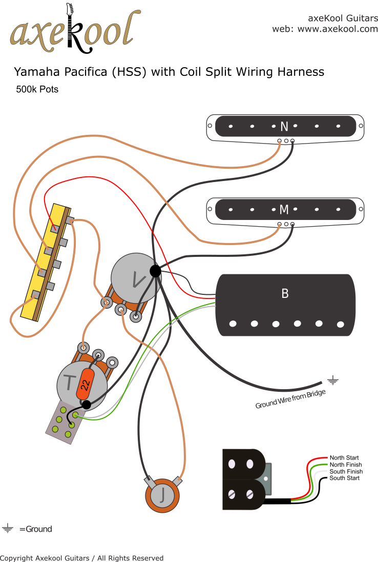 Yamaha Pacifica 112 (HSS) with Coil Split Wiring Diagram Yamaha Pacifica 112 (HSS) with Coil Split Wiring Diagram