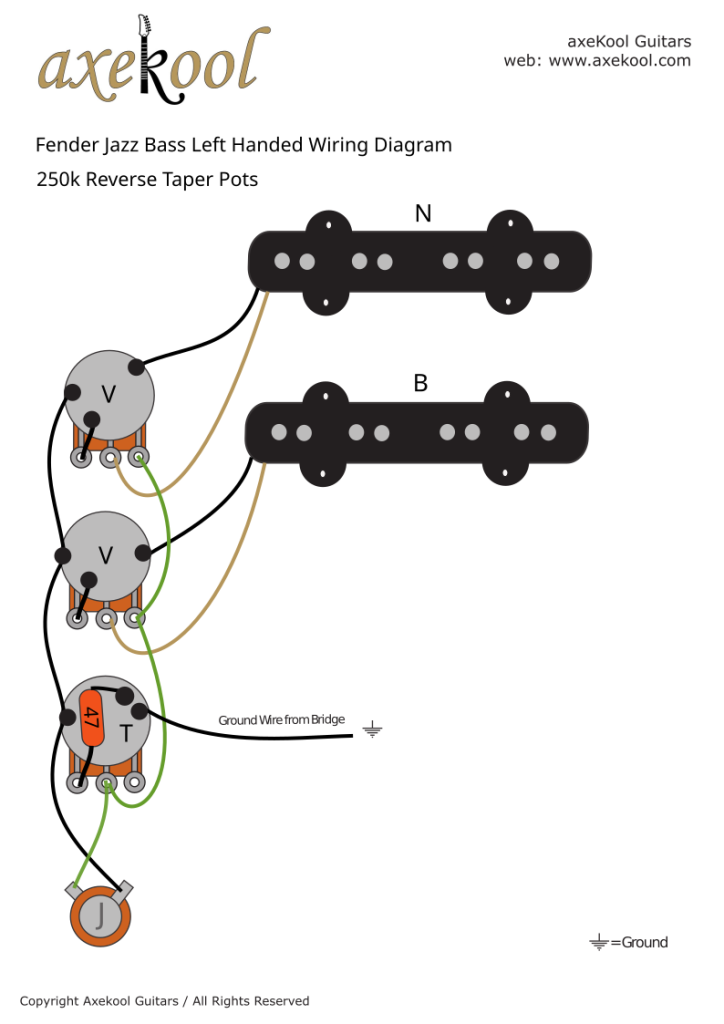 Fender Jazz Bass Left Handed Wiring Diagram & Fitting Info