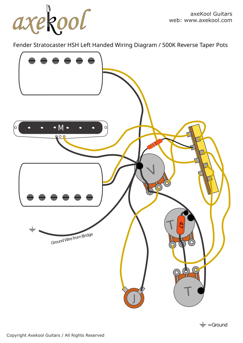 Stratocaster HSH Left Handed Wiring Diagram
