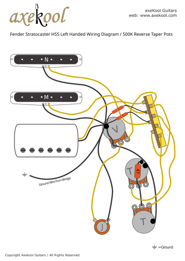 Fender Stratocaster HSS Left Handed Wiring Diagram