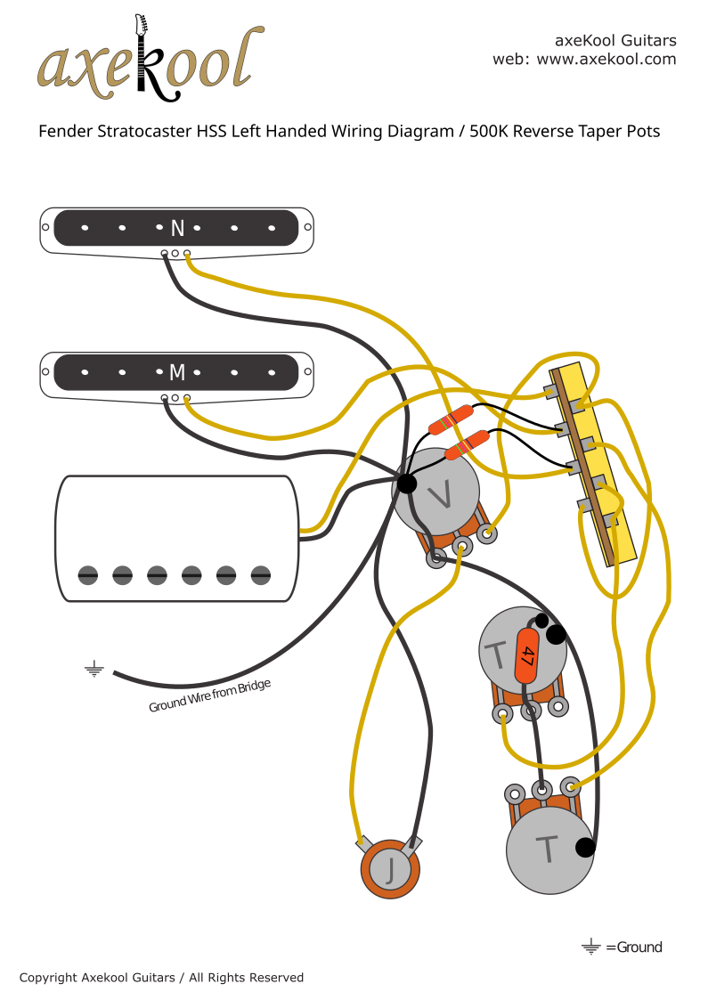 Fender Stratocaster HSS Left Handed Wiring Diagram Fender Stratocaster HSS Left Handed Wiring Diagram