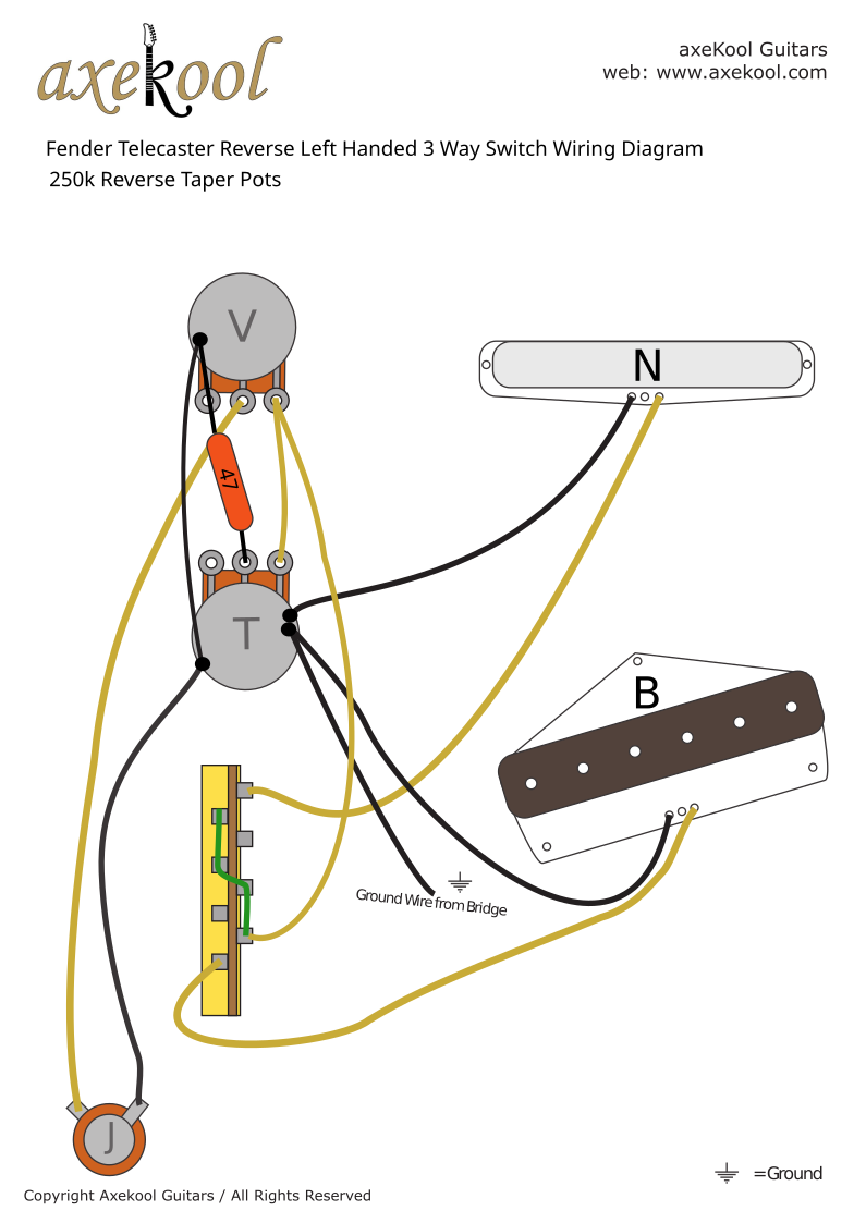 Fender Telecaster Reverse Left Handed Wiring Diagram with 3 Way Switch Fender Telecaster Reverse Left Handed Wiring Diagram with 3 Way Switch