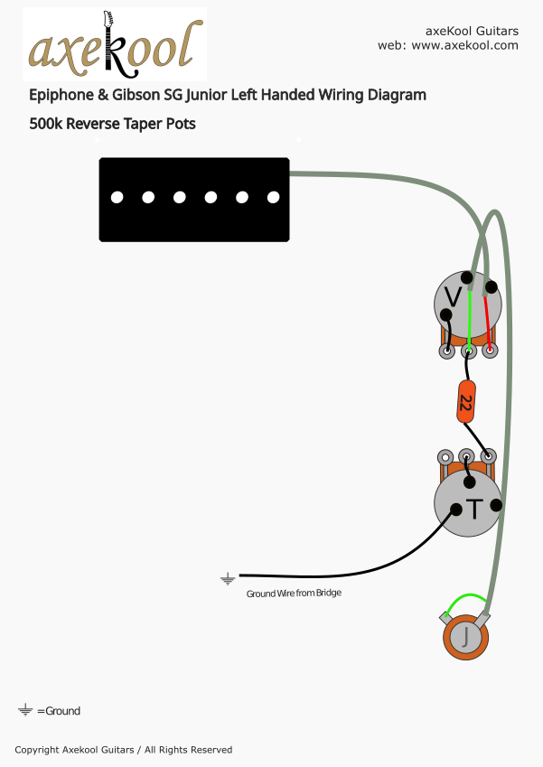 Epiphone & Gibson SG Junior Left Handed Wiring Diagram & Fitting Instructions Epiphone & Gibson SG Junior Left Handed Wiring Diagram & Fitting Instructions