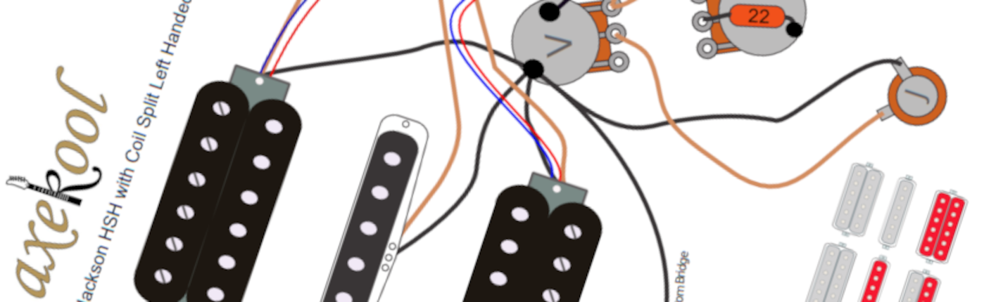 Jackson HSH with Coil Split Left Handed Wiring Diagram & Fitting Instructions