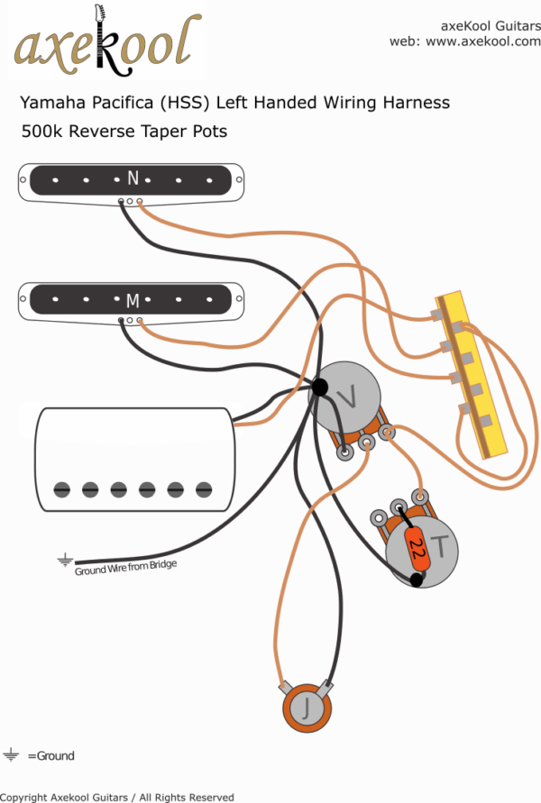 Yamaha Pacifica 112 (HSS) Left Handed Wiring Diagram