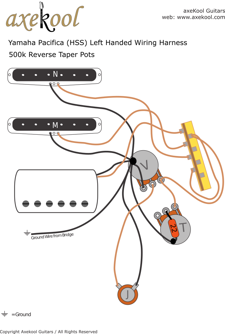 Yamaha Pacifica 112 (HSS) Left Handed Wiring Diagram Yamaha Pacifica 112 (HSS) Left Handed Wiring Diagram