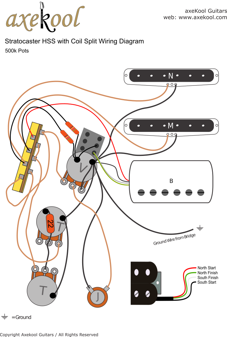 Fender Stratocaster HSS with Coil Split Wiring Diagram Fender Stratocaster HSS with Coil Split Wiring Diagram