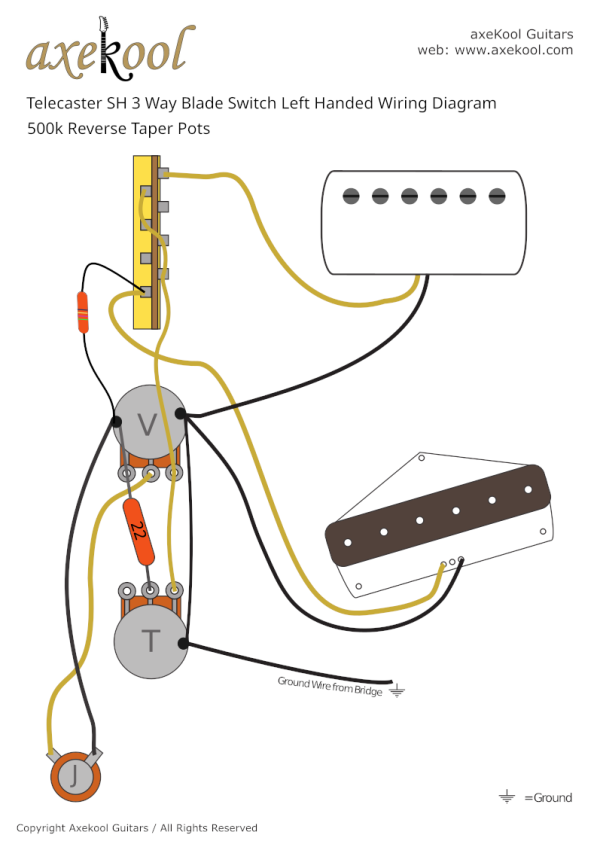 Fender SH Telecaster Left Handed Wiring Diagram & Fitting Instructions