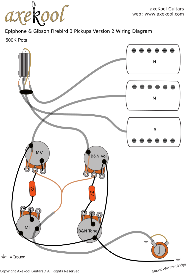 Gibson / Epiphone Firebird 3 Pickups Version 2 Wiring Diagram Gibson / Epiphone Firebird 3 Pickups Version 2 Wiring Diagram