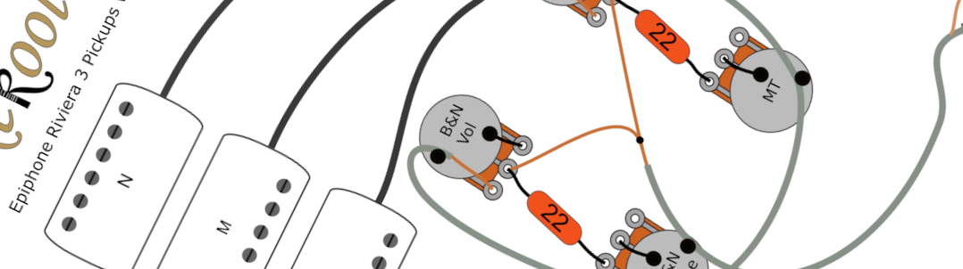 Epiphone Riviera Custom P93 3 Pickups Version 2 Wiring Diagram & Fitting Instructions
