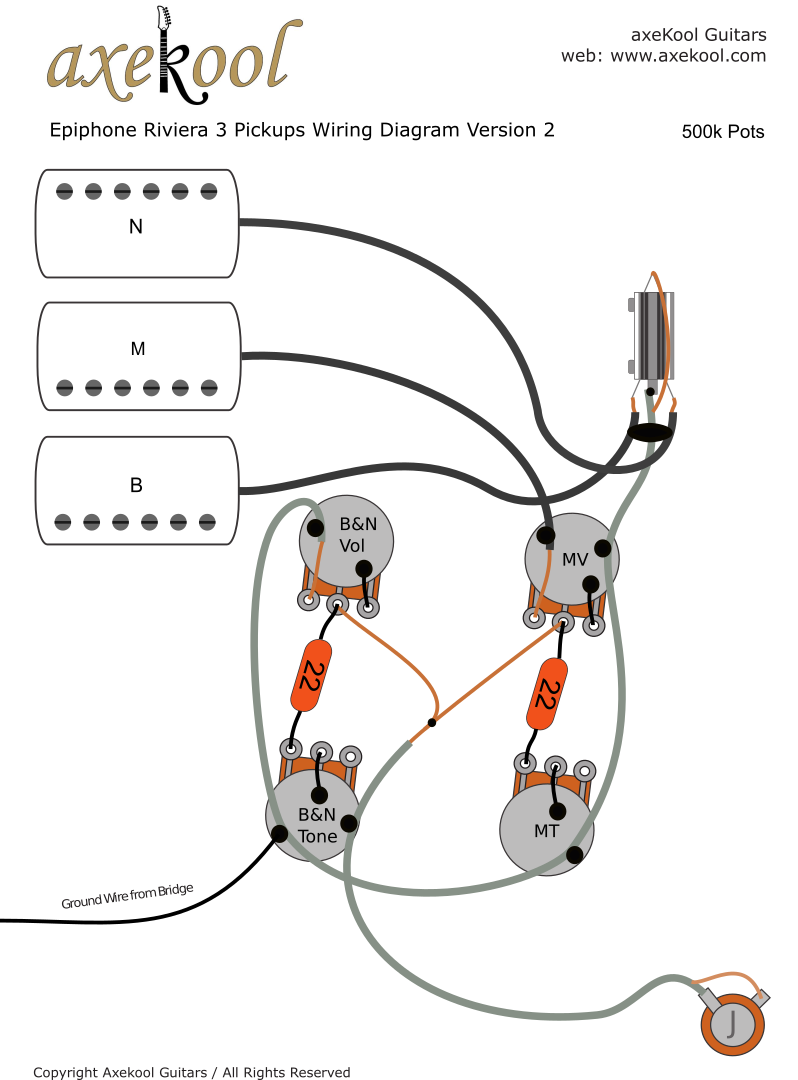 Epiphone Riviera Custom P93 3 Pickups Version 2 Wiring Diagram Epiphone Riviera Custom P93 3 Pickups Version 2 Wiring Diagram