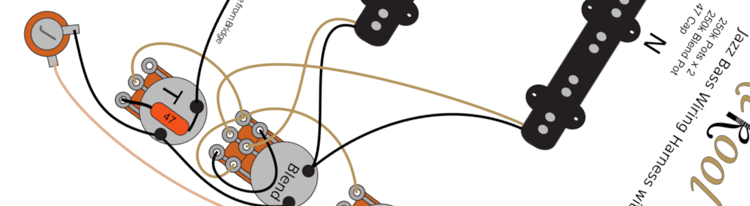 Fender Jazz Bass with Blend Pot Wiring Diagram & Fitting Instructions