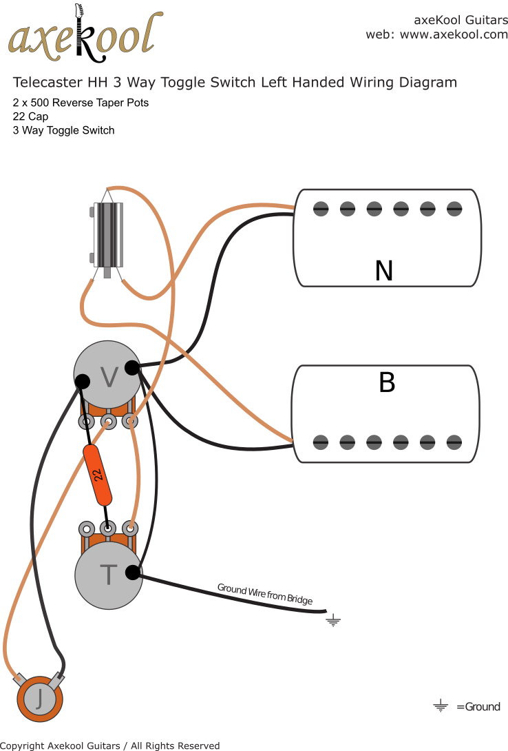 Fender Telecaster HH (Toggle Switch) Left Handed Vintage Wiring Diagram Fender Telecaster HH (Toggle Switch) Left Handed Vintage Wiring Diagram