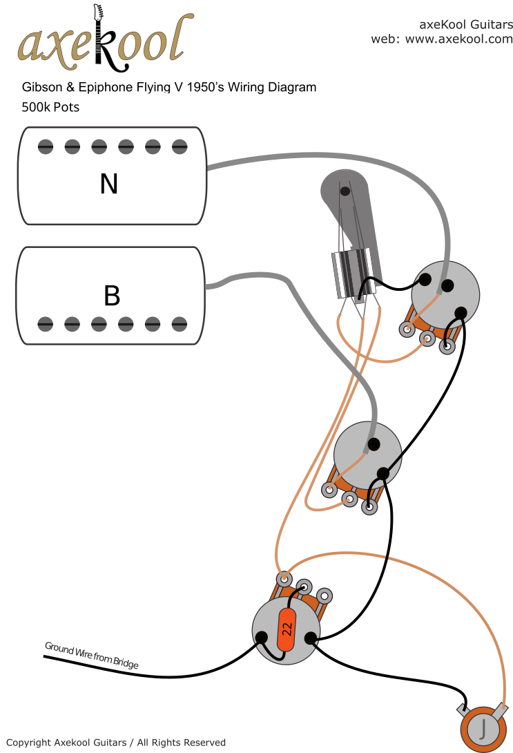 Gibson & Epiphone Flying V 1950's Wiring Diagram