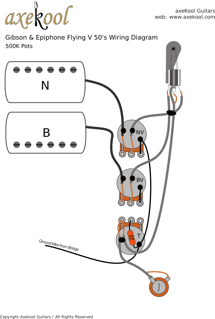 Gibson & Epiphone Flying V 1950's Wiring Diagram Gibson & Epiphone Flying V 1950's Wiring Diagram