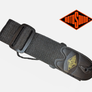 Rotosound Black Guitar Strap, Guitar strap with leather ends.