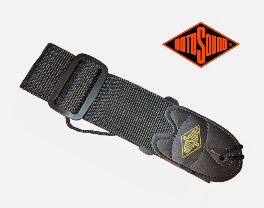 Rotosound Black Guitar Strap, Guitar strap with leather ends. Rotosound Black Guitar Strap, Guitar strap with leather ends.