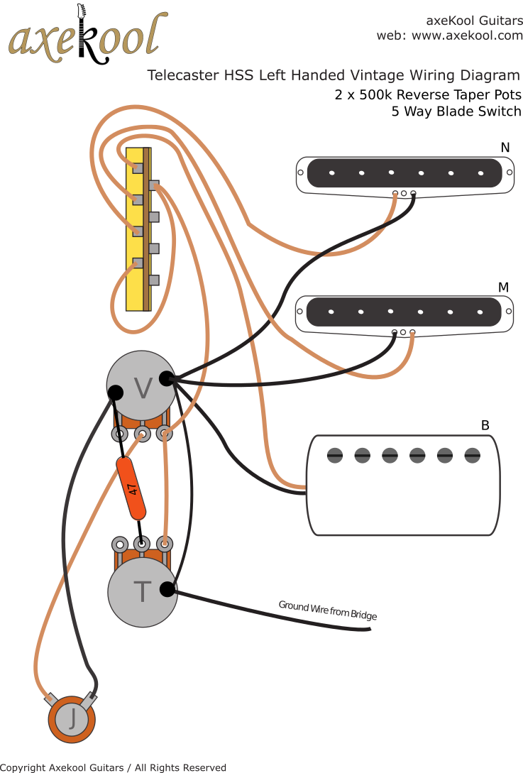 Fender Telecaster HSS Left Handed Vintage Wiring Diagram Fender Telecaster HSS Left Handed Vintage Wiring Diagram