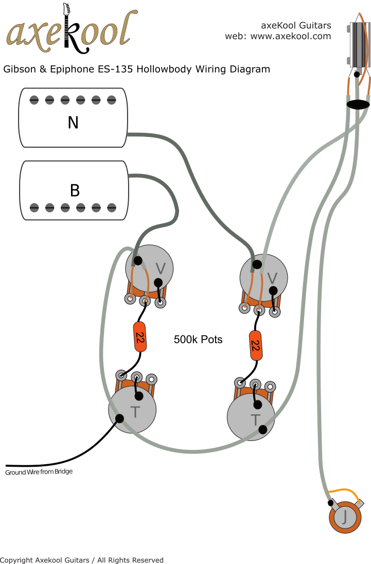 Gibson & Epiphone ES-135 Wiring Diagram Gibson & Epiphone ES-135 Wiring Diagram