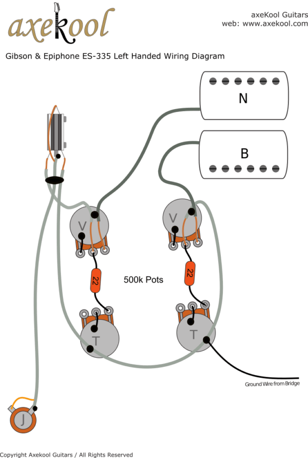 Gibson & Epiphone ES-335 Left Handed Wiring Diagram