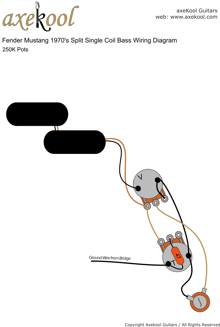 Fender Mustang 1970's Split Single Coil Bass Wiring Diagram Fender Mustang 1970's Split Single Coil Bass Wiring Diagram