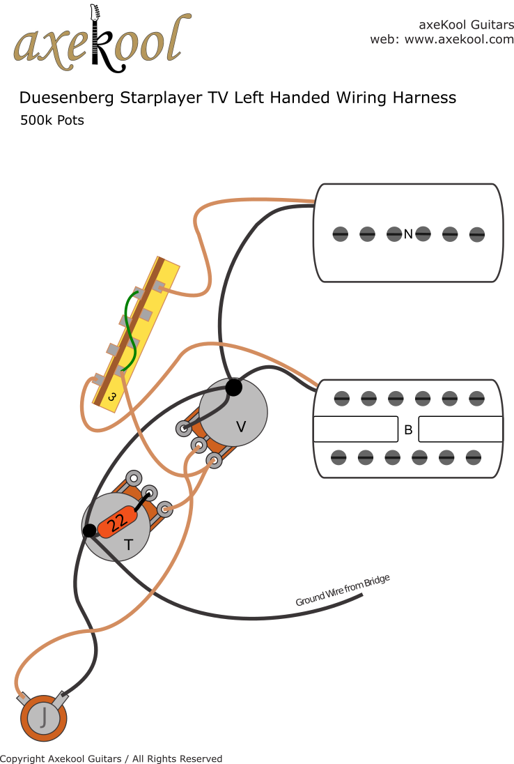 Duesenberg Starplayer TV Left Handed Wiring Diagram