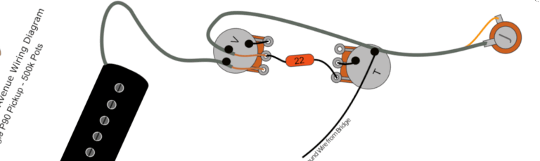 Godin 5th Avenue Single P90 Pickup Pickup Wiring Diagram & Fitting Instructions