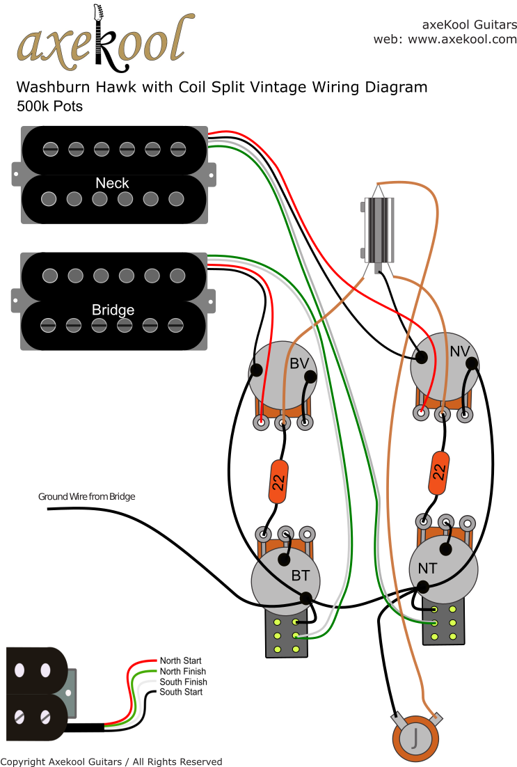 Washburn Hawk with Coil Split Vintage Wiring Diagram