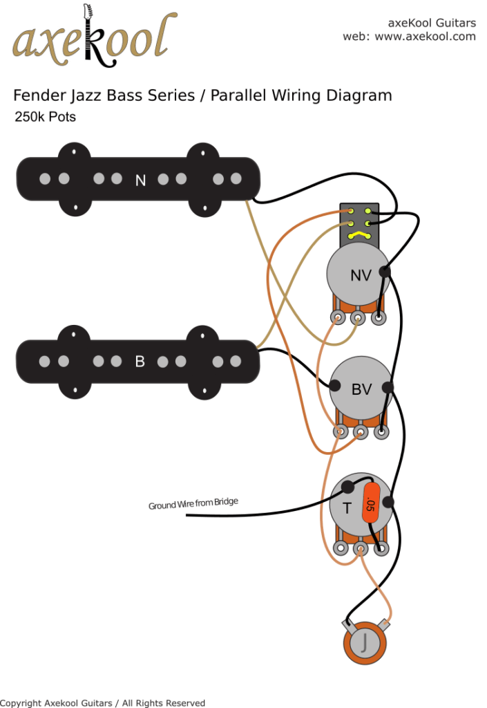 Fender Jazz Bass Series / Parallel Wiring Diagram & Fitting Info